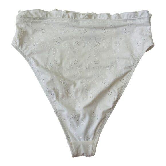 ASOS High Waist White Ruffle Embroideries Bikini Bottom Size UK 10 EU 38 US 6 - Picture 2 of 9